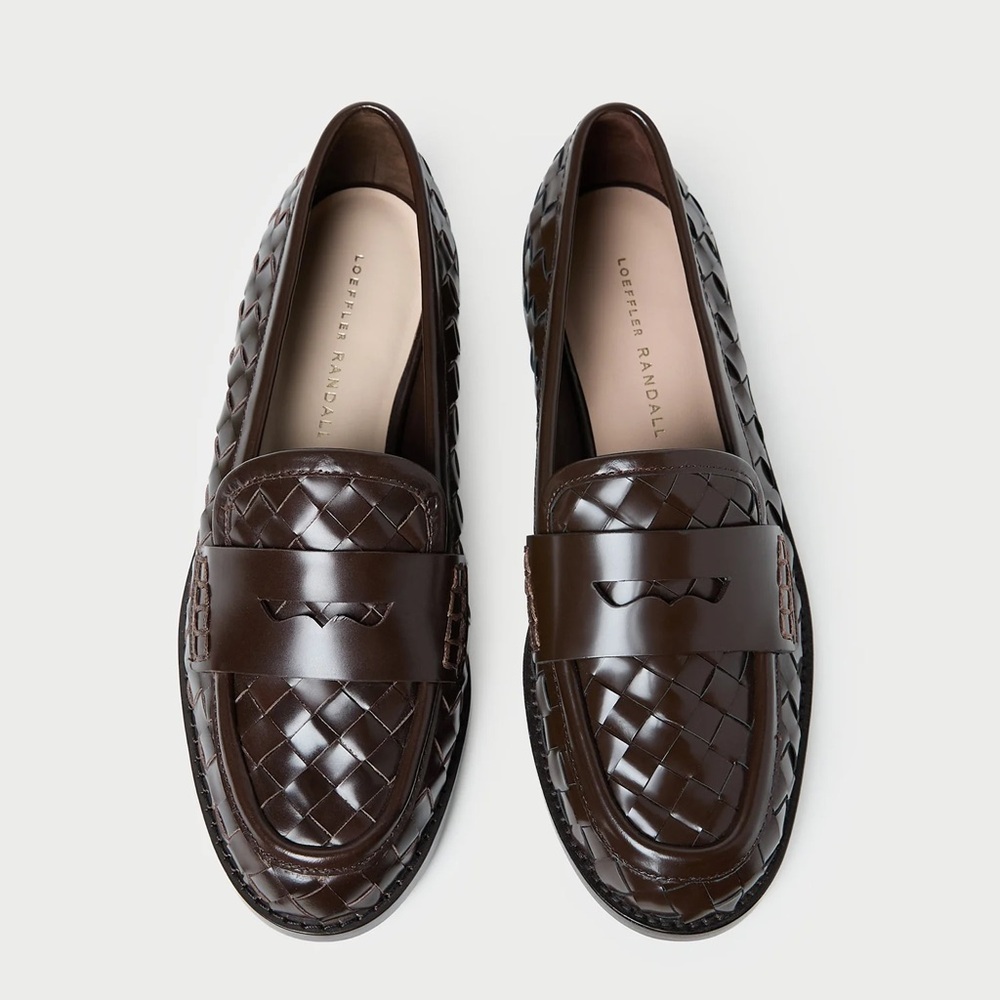 NWOT Loeffler Randall Rachel Espresso Woven Leather Loafer